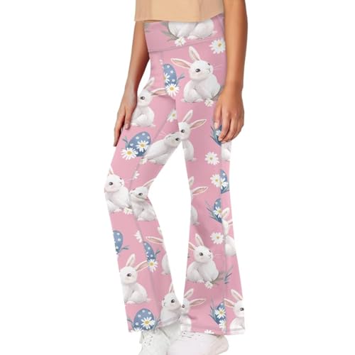 Flare Leggings for 5-14Y Girls Spring Easter Yoga Pants for Kids Elastic Waisted Bell Bottom Leggings for Hiking3