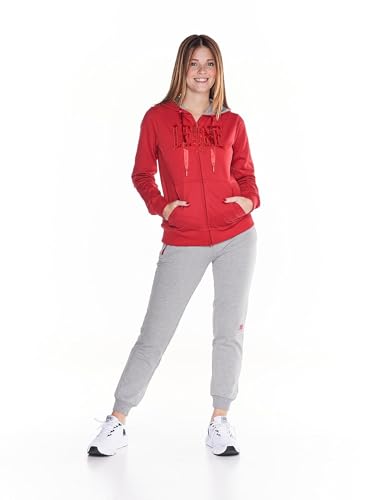 Combinaison femme à capuche LEONE style collège bicolore gris et rouge L