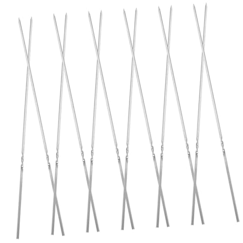 Homoyoyo 20 Unidades Brochetas Planas Acero Inoxidable Barbacoa Pinchos Resistentes y Reutilizables Palitos Antideslizantes para Carne y Verduras Camping y Parrilla al Aire