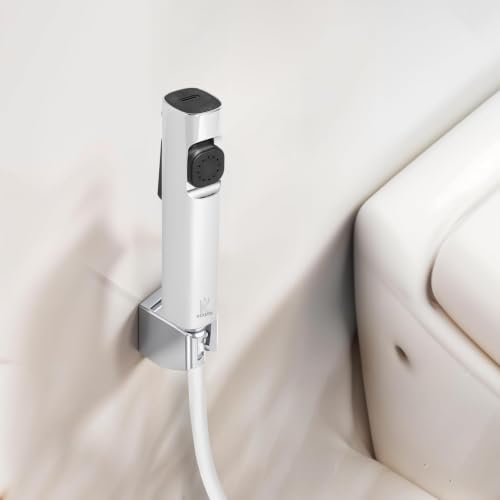 Image of Aura Dual Flow Health Faucet | India's First Silicone Hose with Brass nut | Soft & High Pressure Jet Spray | ABS Rust-Free Toilet Spray (Chrome Finish) (Black)