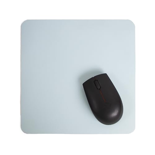 Image of Bellblock Mouse Pad | Computer Mouse Mat | Vegan PU Leather | Anti-Slip | Smooth Mouse Control | Spill-Resistant Surface | Blue & Tan | 22 x 22 cm (Pack of 1) (White & Sky Blue, Square)