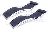 Kozyard KozyLounge Elegant Patio Reclining Adjustable Chaise Lounge Aluminum and Textilene Sunbathing Chair for All Weather with headrest (2 Packs), Very Light