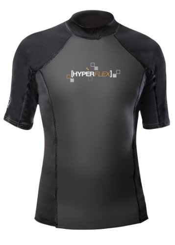 Hyperflex Wetsuits Men's Polyolefin 1.5mm 50/50 S/S Shirt, Black, Large - Surfing, Windsurfing & Wakeboarding