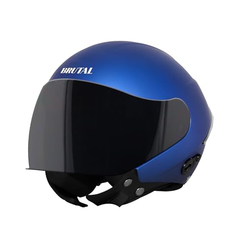 Image of Steelbird SBH-64 Brutal Plus Reflector ISI Certified Open Face Helmet for Men and Women with Extra Smoke Visor