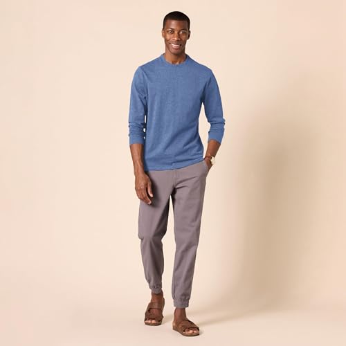 Amazon Essentials Camiseta de Manga Larga y Ajuste Entallado Hombre, Azul Mezcla, L