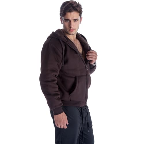 Image of LeeHanTon Sherpa Lined Hoodies for Men Heavyweight Full Zip Up Sweatshirt Thick Fleece Winter Warm Work Jackets Plus Size