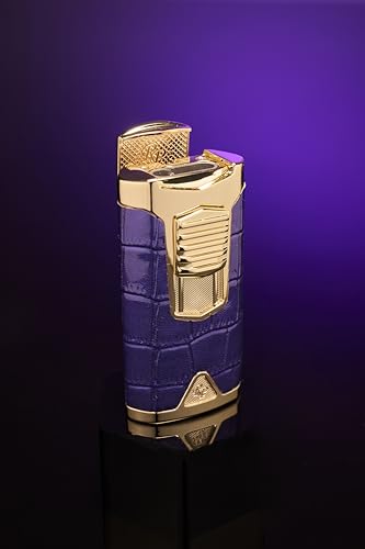 Encendedor Statesman by Rocky Patel con llama triple y cubierta de cuero miniatura 5