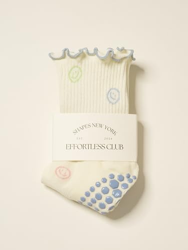 Image of Shapes Studio Half Calf Grip Socks, Cute Fruit Pilates Socks, Ruffle Socks, Non-Slip for Barre Yoga