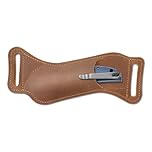 Leather Knife Sheath for Belt, Horizontal Folding Knife Sheath with Clip, Brown Leather Pocket Knife Holder 3-5 inch for Outdoor Hunting (Brown)