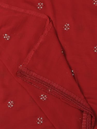 Image of DUPATTA BAZAAR Women's Embroidered Chiffon Dupatta with Delicate Sequins