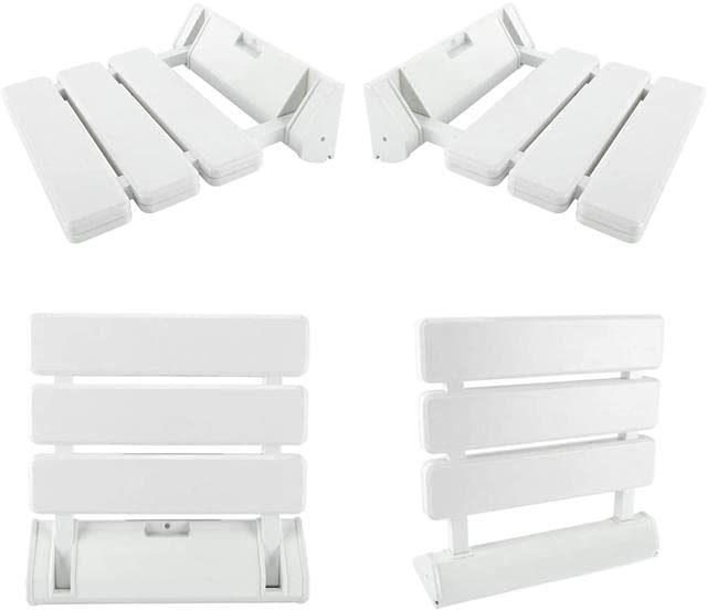 iBathUK Wall Mounted Shower Seat for Elderly Aid Bath Spa Bathing Wall Hung Mounted White