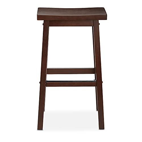 Amazon Basics Solid Wood Saddle-Seat Kitchen Counter Barstool, 29-Inch Height, Walnut Finish - Set Of 2 #TOP3