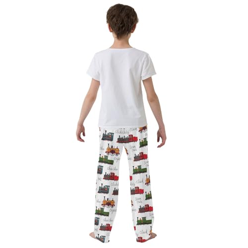 ZZXXB Steam Trains Boys Long Pants Soft Trousers Elastic Waist Kids Lounge Bottoms with Pockets S-XL3