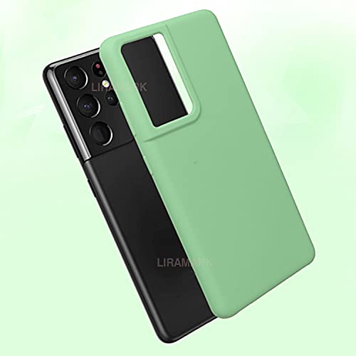 Image of LIRAMARK Liquid Silicone Soft Back Cover Case for Samsung Galaxy S21 Ultra (Mint Green)