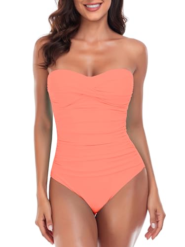 Image of RELLECIGA Women's Twist Front Shirred One Piece Swimsuit