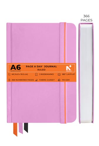 Image of NEORAH -A6 RULED | 368 Pages - 110 Gsm | PAGE A DAY JOURNAL (14.8 X 10.5 cm)-Hardcover RULED Notebook |Back Pocket |3 Silk Book Mark - Completely HANDMADE for Journaling,writing - LAVENDER