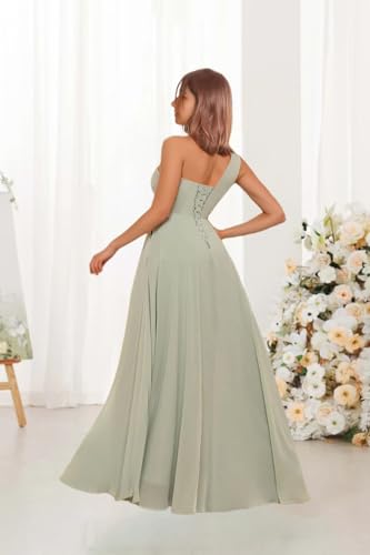 Girls' One Shoulder Chiffon Junior Bridesmaid Dress with Ruffle A-Line Flower Girl Dresses for Weddings2