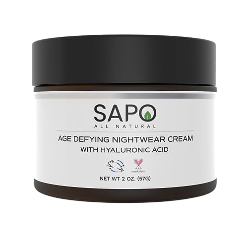 Sapo All Natural Night Cream for Face with Niacinamide, Hyaluronic Acid, Silicone and Lavender Oil - Nourishing, Renewing & Soothing - Firms Aging Skin - 2 Fl Oz