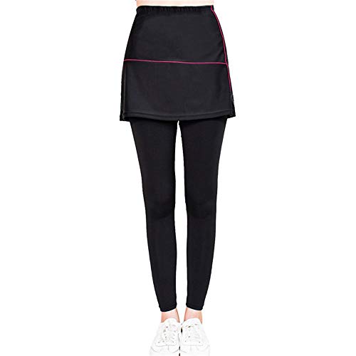 Pantalones de Ciclismo para Mujer, Pantalones de Falda de Bici Largos con Acolchado de Gel 3D, Pantalones de Bicicleta de Montaña MTB Leggings Transpirables de Alta Elasticidad,Negro,M Cover