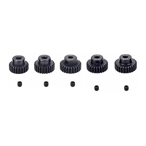 KingVal Replacement 5PCS 48DP 3.175mm 23T 24T 25T 26T 27T Steel Pinion Motor Gear Compatible with 1/10 RC Car Brushed Brushless Motor