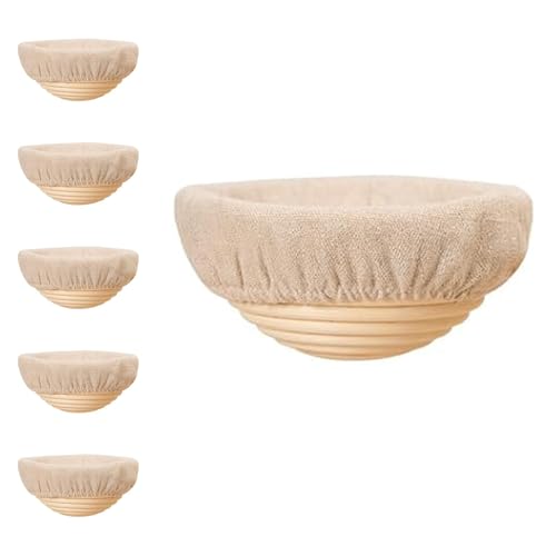 aichilra Banneton Panier Rond en rotin, 6 stuks 15,5 cm kleine baneton manden, zuurdesem proofing mand met natuurlijke rotan voor professionele en thuisbakkers