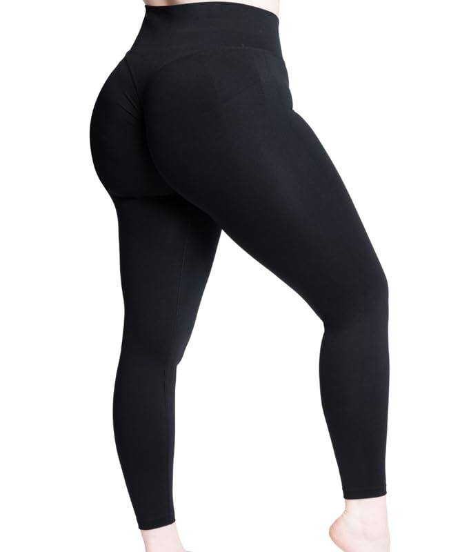 LEELA LAB, Leggings Push-Up Donna Curvy, Effetto Modellante, Elasticizzati, Ideali per Fitness, Yoga e Look Sportivi, con Tecnologia Seamless, Made in Italy