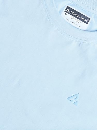 Image of Clans & Hans Men's Super Combed Cotton T Shirt, Regular Fit Round Neck Tshirt, Half Sleeves, Plain T-Shirt for Men