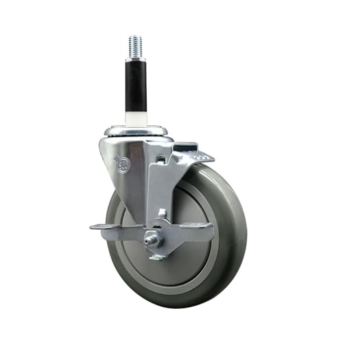 Polyurethane Expanding Stem Swivel Caster with 5 Inch Gray Wheel and 7/8