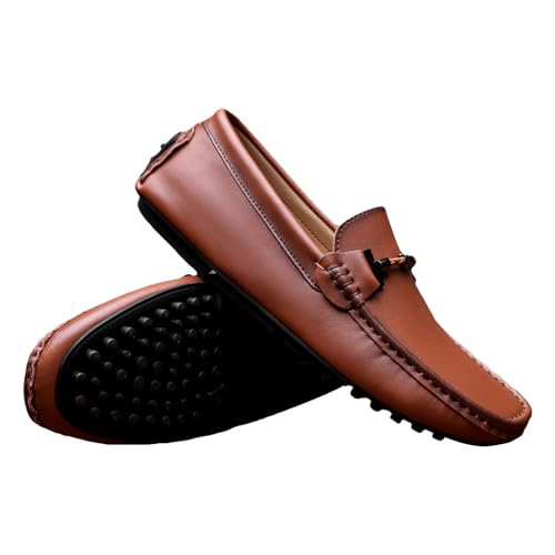 ANUFER Mens Synthetic Leather Moccasin Slippers Elegant Buckle Loafers2