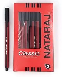 Nataraj Classic Ball Pens, Black – Pack of 20 (Use & Throw) | Black, Fine Tip, Smooth & Waterproof Ink, Hex Barrel for Ergonomic Grip | Ideal for School, Office & Everyday Use