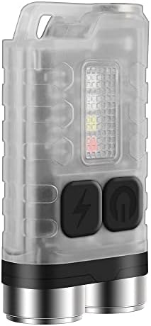 BORUIT V3 Small Powerful EDC Flashlight with Red UV Blue Light -Super Bright 900LM Rechargeable Mini Pocket LED Keychain Flash Light - 10 Mode, USB-C, IP65 Waterproof, Magnet, White