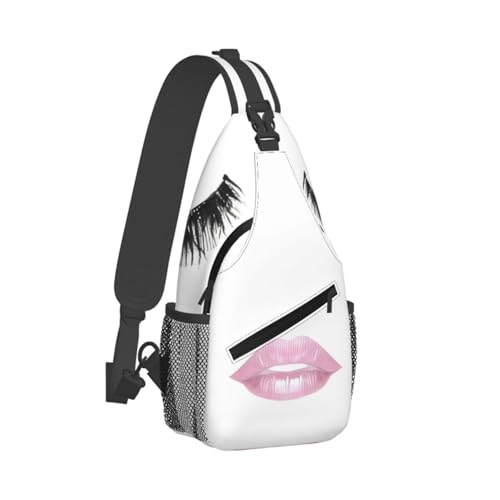 Eyelash Lip White Stylish Men'S Messenger Bag - Durable Polyester, Huge Capacity & Adjustable Strap2