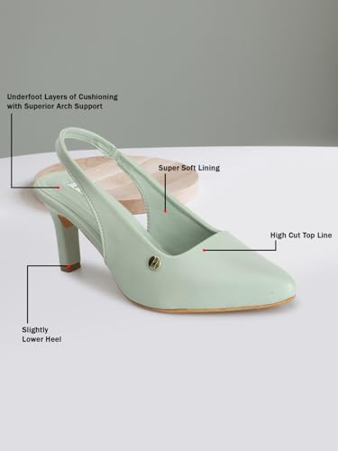 Image of ELLE Women Stylish and elegant Slingback Kitten Heel Mule Sandal