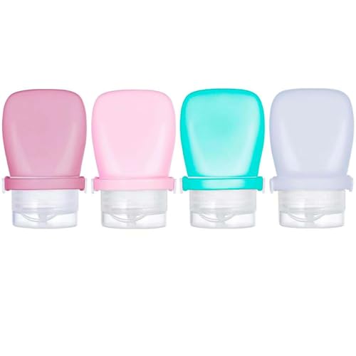 1 oz travel bottles leakproof silicone squeeze bottle mini travel size container for toiletries lotion shampoo and conditioner liquid salad dressing to go condiment tsa approved 4 pack
