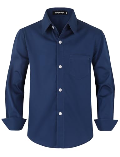 Spring&Gege Hemden Langarm für Jungen Baumwoll Casual Regular...