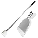 ROLKAR Floor Scraper Long Handle Stainless Steel, Multifunctional Cleaning Shovels with Flat Head, Moss Plaster Wall Putty Shingle Removal Tool, Ice Scraper, Snow Shovel for Driveway-Heavy Duty