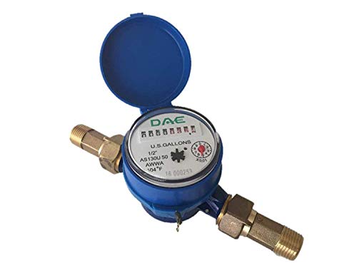 DAE AS130U-50 1/2 Water Meter, Measuring in Gallon + Couplings DAE AS130U-50 1/2" Water Meter, Measuring in Gallon + Couplings
