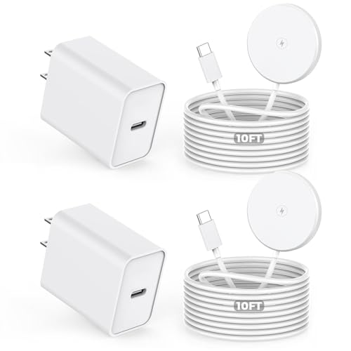 Apple MFi CertifiedMagnetic Wireless Charger 2Pack 10FT Apple Mag-safe Charger Fast MagSafe Charging Wireless iPhone Charge Pad USB C Block Adapter for iPhone 17 Pro Max/17e/Air/16/15/14/13 Air-Pods