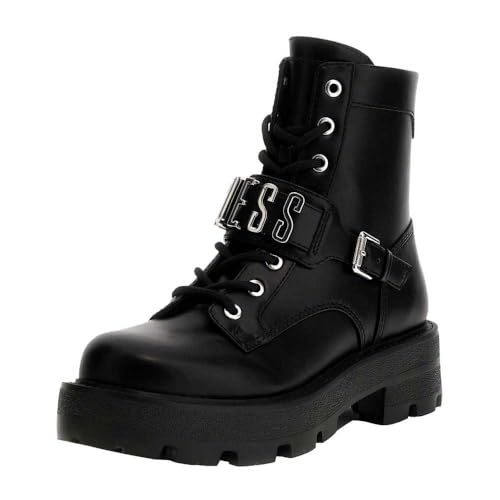 Bottines Guess YANZY en cuir noir pour femme : élégance intemporelle au quotidien