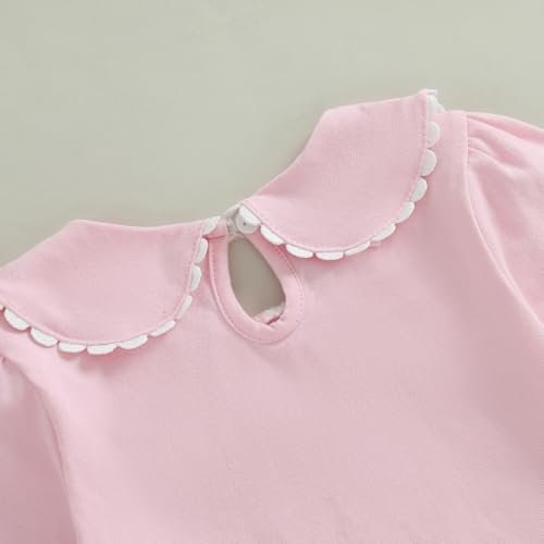 Toddler Baby Girl Fall Clothes Perter Pan Collar Solid Long Sleeve T-Shirt Pullover Shirts Top Outfit 6