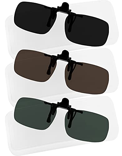 Image of Yogo Vision Clip on Sunglasses for Men Women Clip-on Over Prescription Eyeglasses Easy Flip up Polarized Shades (3 Pack)