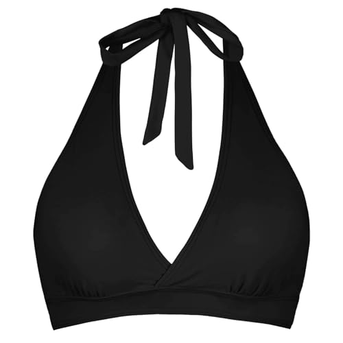 Push Up Bikini Oberteil Damen Sportlich Neckholder Bikini Top Retro Sexy Bikini mit abnehmbaren Pads, Gepolsterte Sexy Brazilian Bikini V Ausschnitt Bademoden Strand Swimsuits für Damen Padded (L)