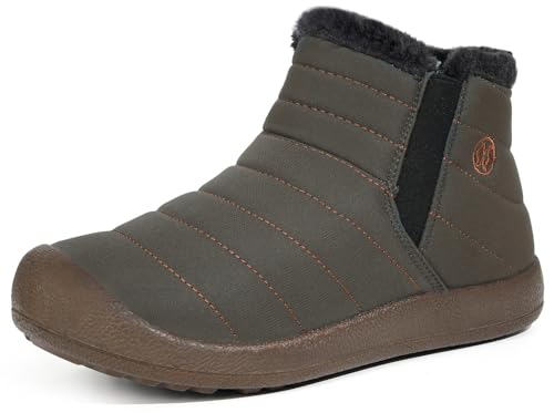 Image of Eagsouni Womens Mens Snow Boots Winter Slip On Shoes | Unisex Warm Fur Lined Slip-On House Shoes,Rubber Sole,Anti Slip,Water Resistant,Comfortable,Indoor Outdoor Daily Walking
