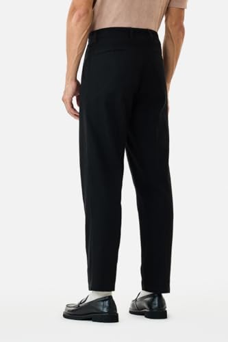Image of SNITCH Men Casual Wear Chinos | Baggy Fit Wide-Leg Solid Trousers | Stretchable Cotton Blend Pants for Summer Outings