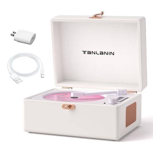 Vintage Portable CD Player with Built-in Speakers, Bluetooth Input & Output, LED Display, Retro Suitcase Design – Perfect Music Gift for Home, Relaxation & Stylish Décor, White