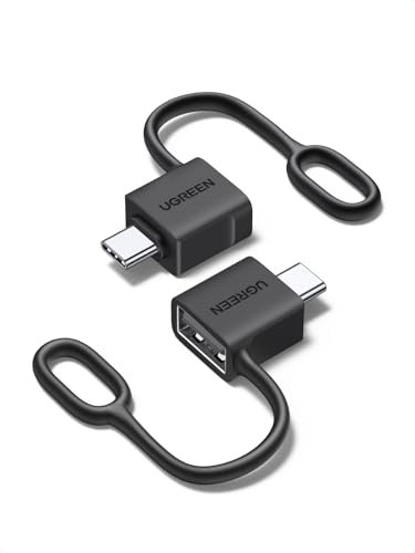 UGREEN Adaptador USB C a USB A 3.2 10Gbps OTG 2 Piezas Anti Pérdida Anillo Macho a Hembra Conversor Tipo C Thunderbolt 3 Compatible con iPhone 17 Pro MAX Air MacBook iMac iPad Galaxy Tab S25 Carplay