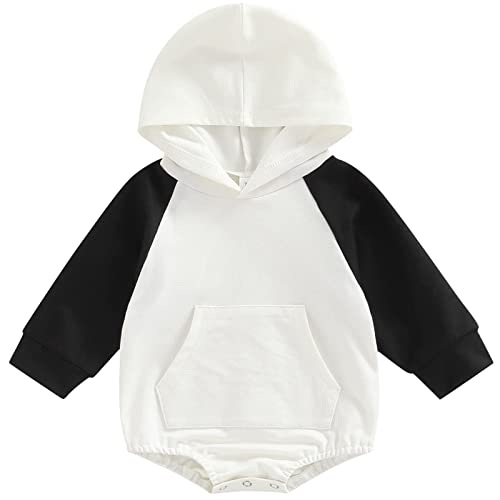 Baby Girl Boy Sweatshirt Romper Fall Clothes Hoodie Pullover Oversized Sweater Shirts Color Block Long Sleeve Outfit