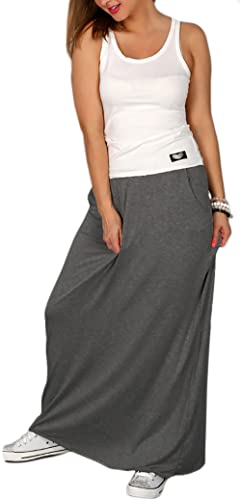 Falda Larga de Verano para Mujer, Maxi Falda de Verano, Estilo Boho, Falda de Playa con Cintura elástica a Rayas o Monocolor 36/38/40 (247) (Graficos)