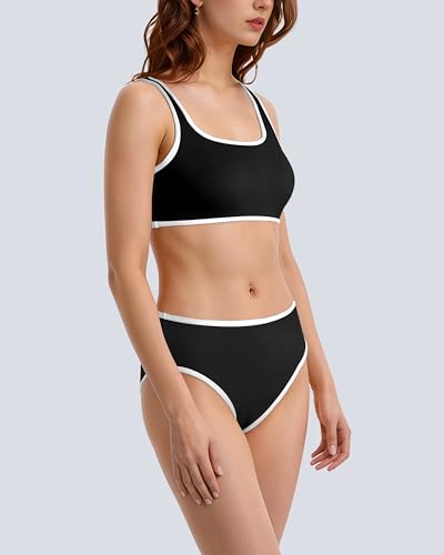 Beautikini Period Swimwear Sporty Two Piece Menstrual Swimsuits Leakproof Bikini Set Bathing Suits for Teen Girls Women4