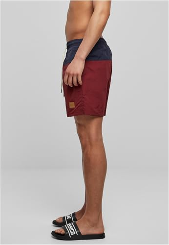Urban Classics Herren Badehose Block Swim Shorts, NVY/Burgundy, XL - 10
